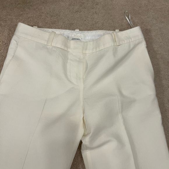 Chloe white ribbed, wide legged cuffed pants Sz T42 (US size 10) - Picture 2 of 10